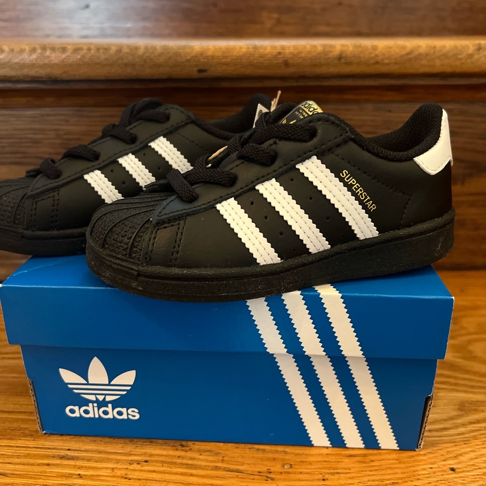 Adidas Superstar Black with White Stripes